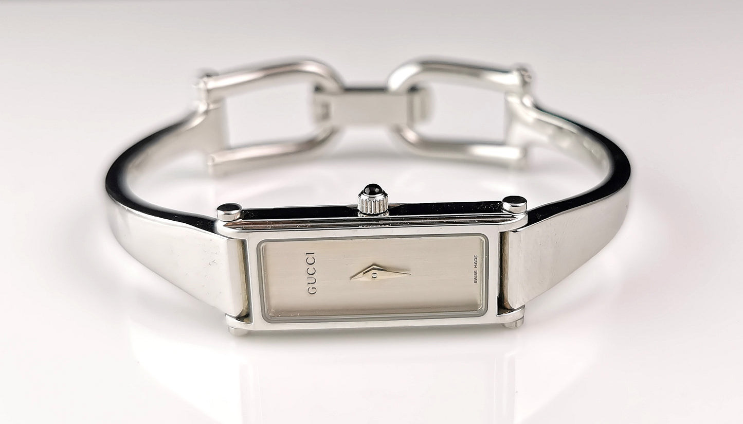 Vintage Gucci 1500l ladies wristwatch, Horsebit bangle strap