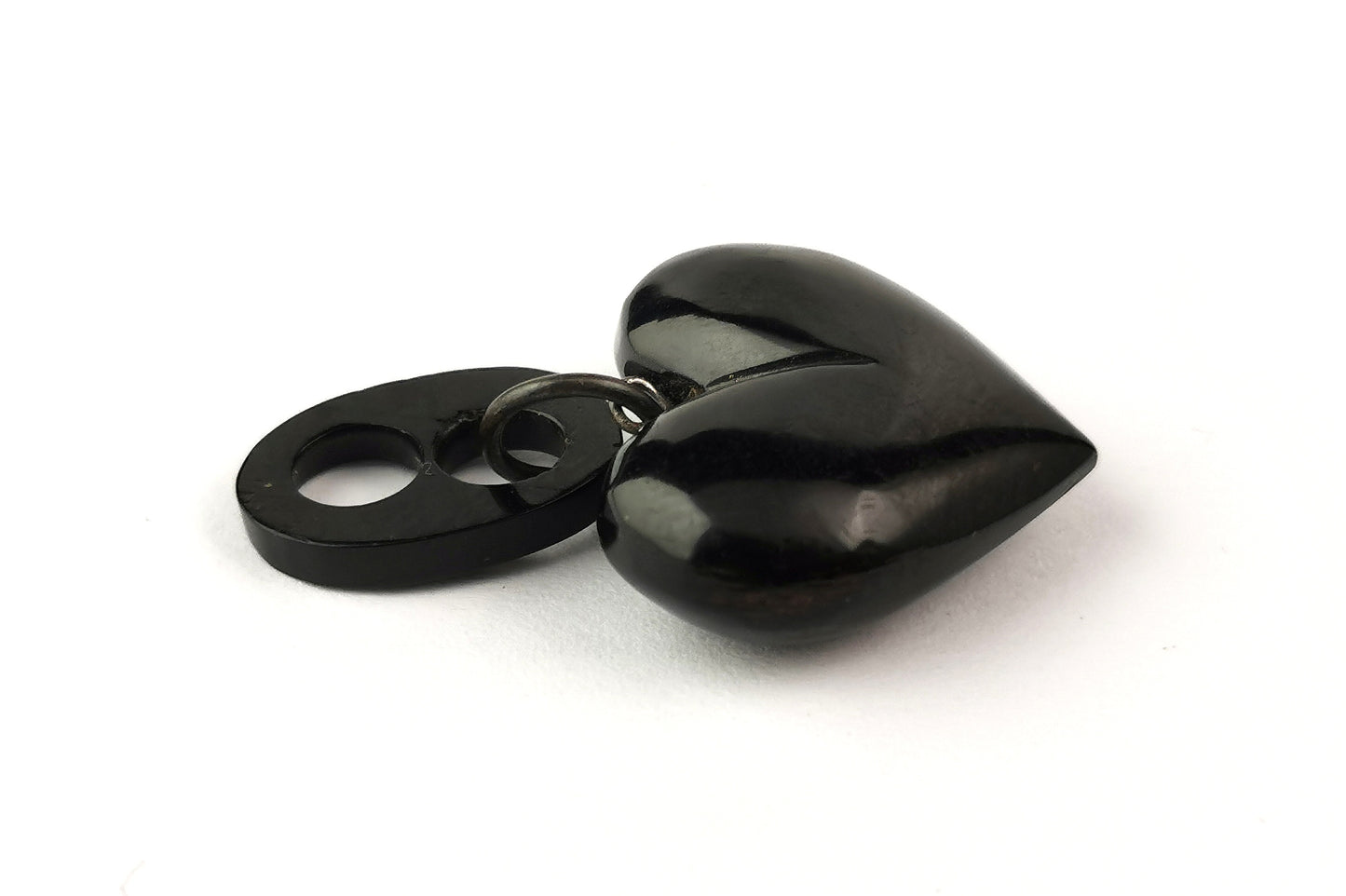 Antique Whitby Jet puffy heart pendant, Victorian