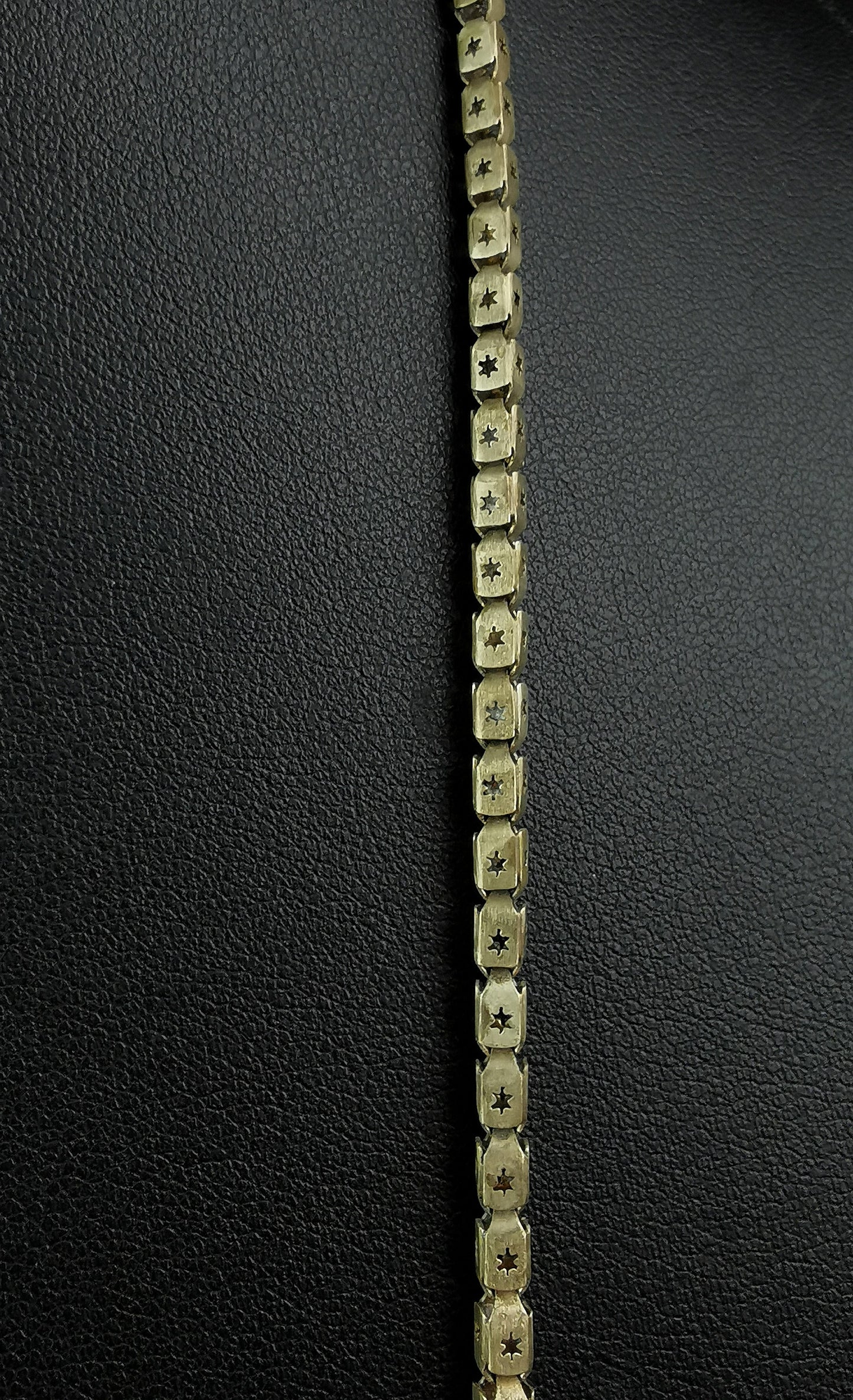 Antique Victorian Star punched long chain necklace, Longuard