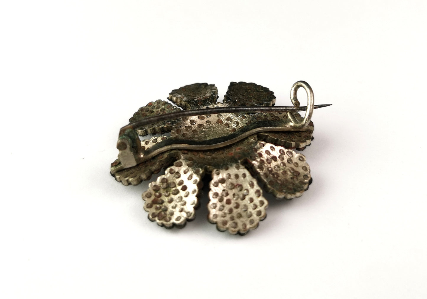 Antique Georgian cut steel flower brooch