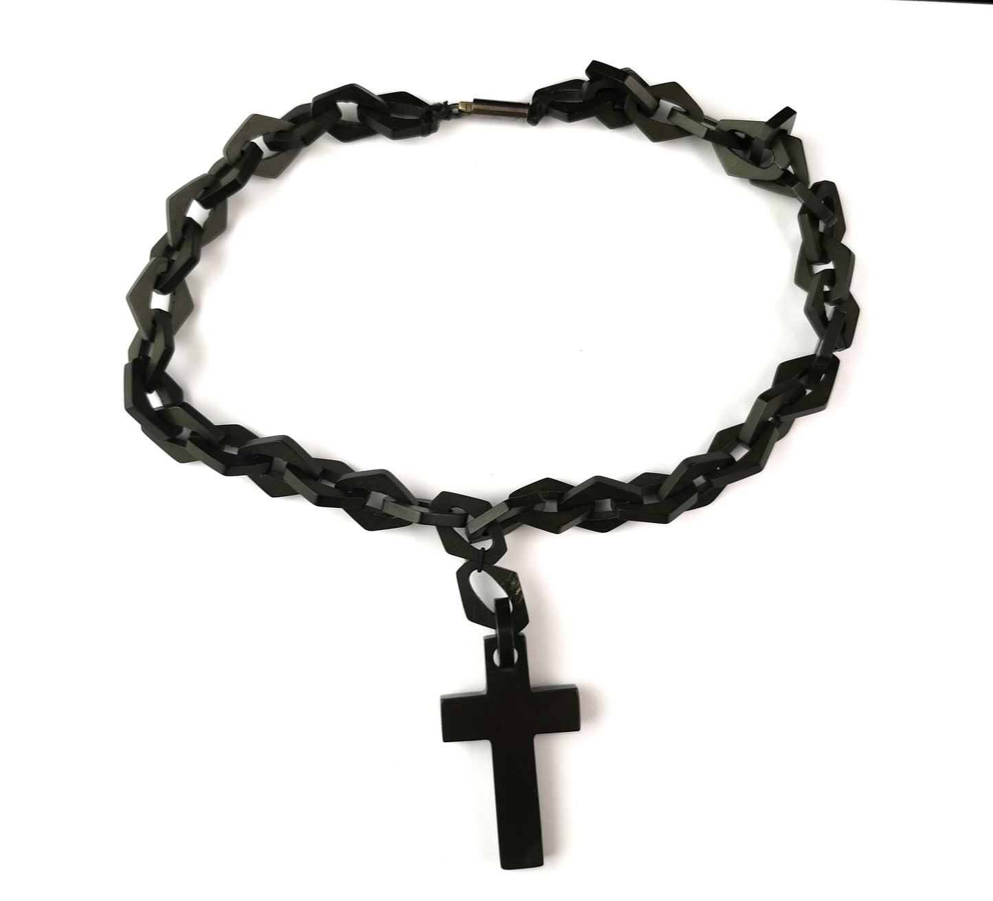 Antique Victorian Vulcanite Cross and chain necklace