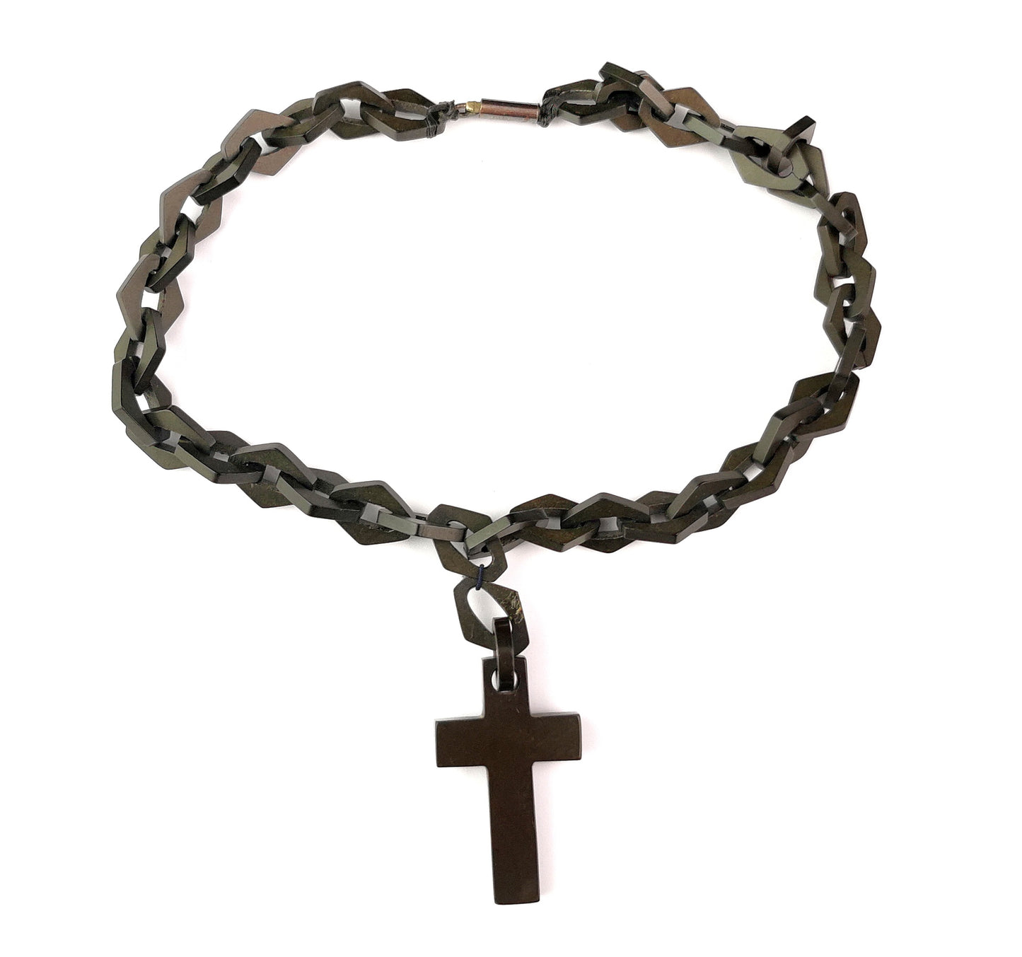 Antique Victorian Vulcanite Cross and chain necklace