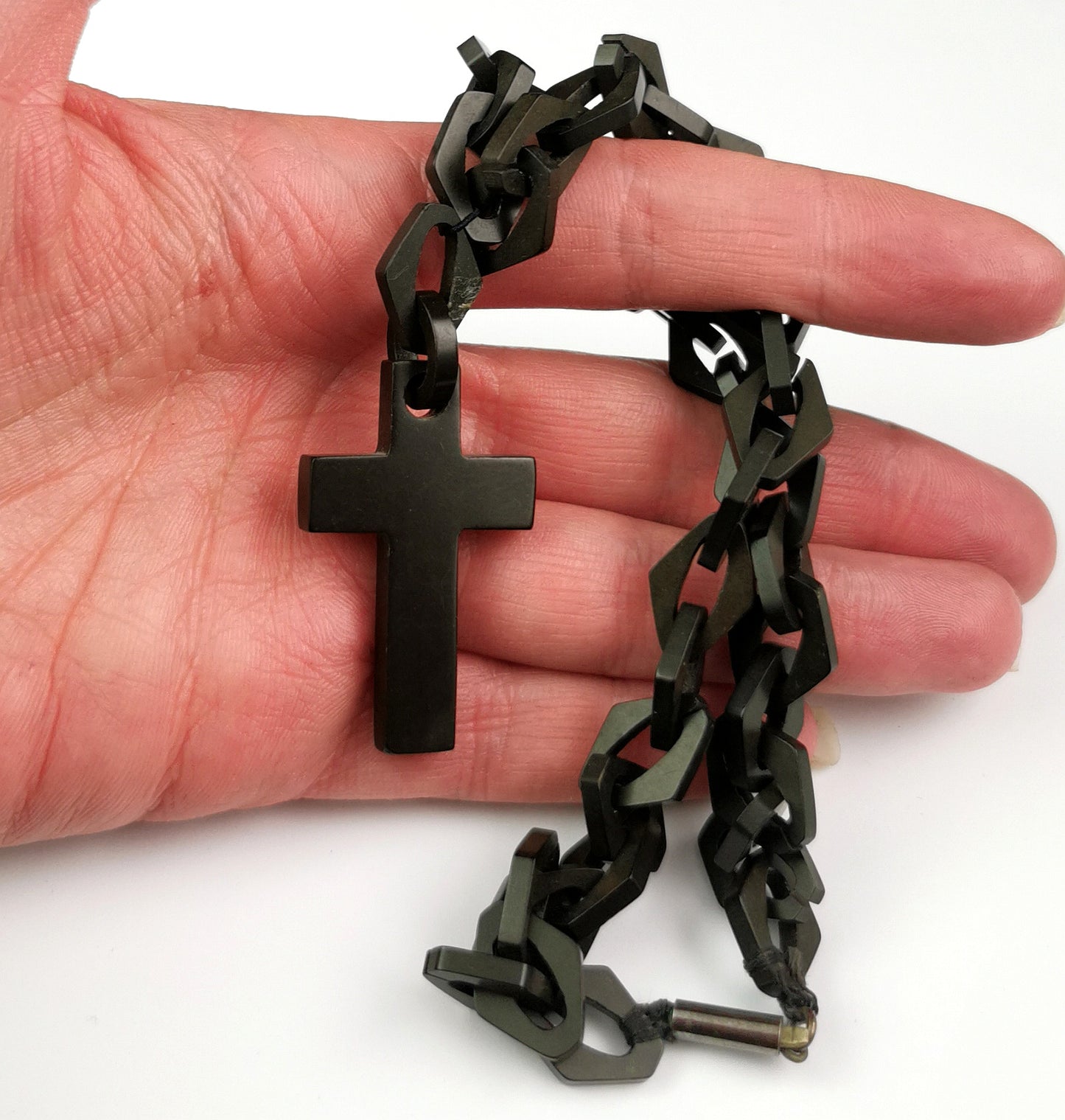 Antique Victorian Vulcanite Cross and chain necklace
