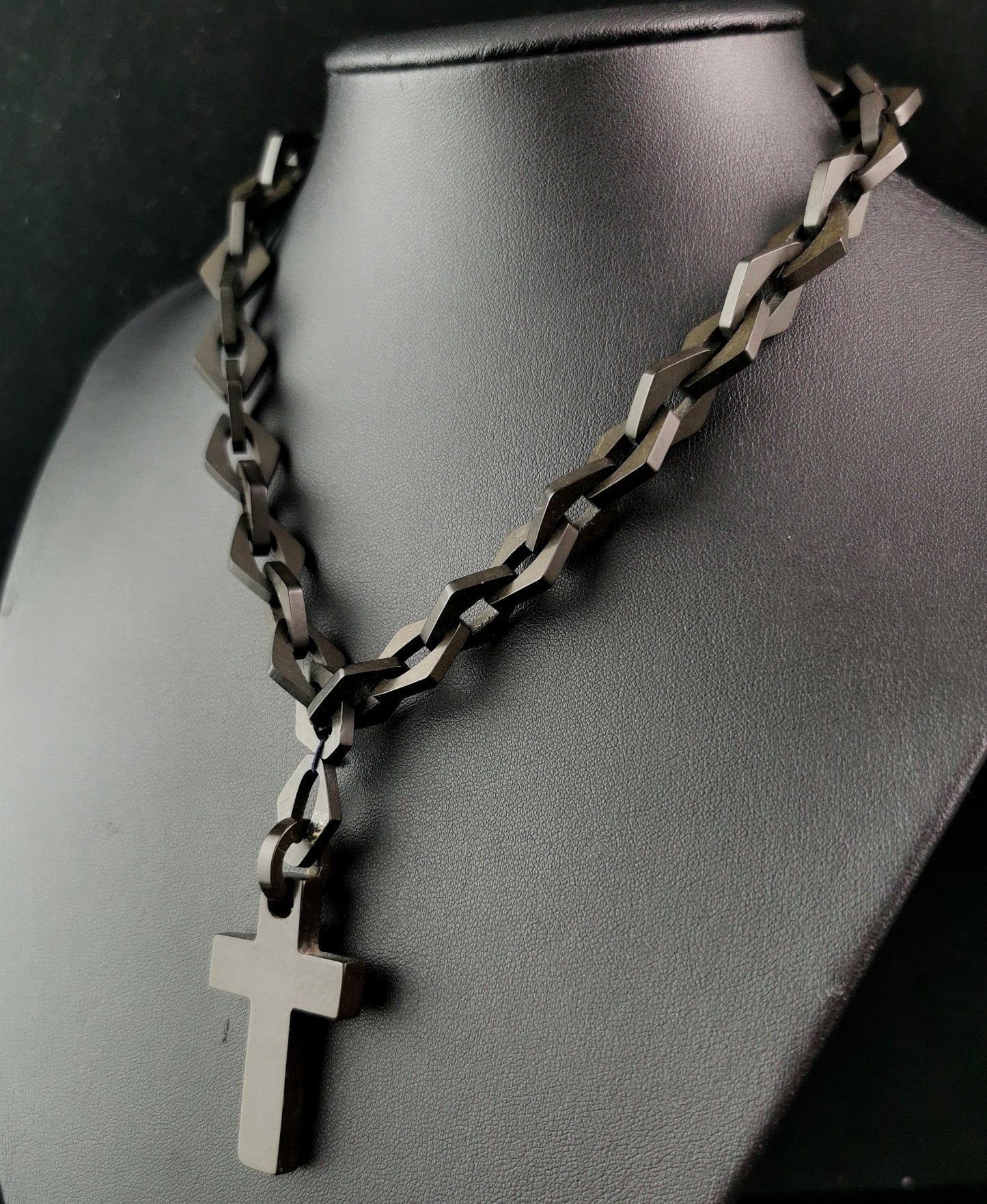 Antique Victorian Vulcanite Cross and chain necklace