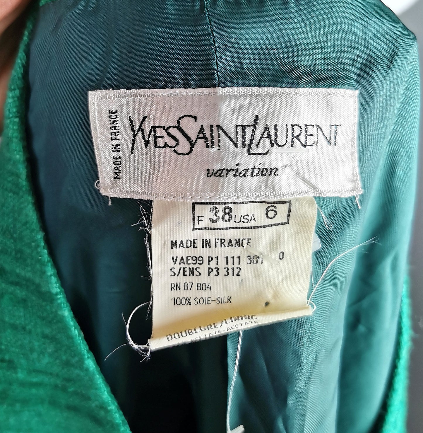 Vintage Yves Saint Laurent Variation Slub Silk skirt suit, 80s, NWT