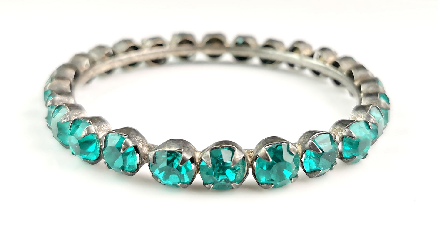 Vintage Art Deco teal blue Paste bangle
