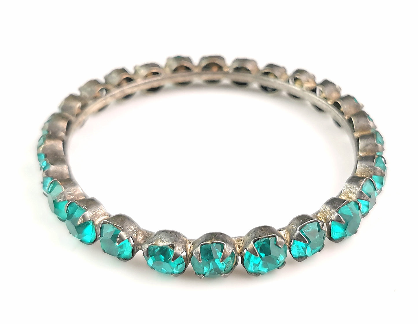 Vintage Art Deco teal blue Paste bangle