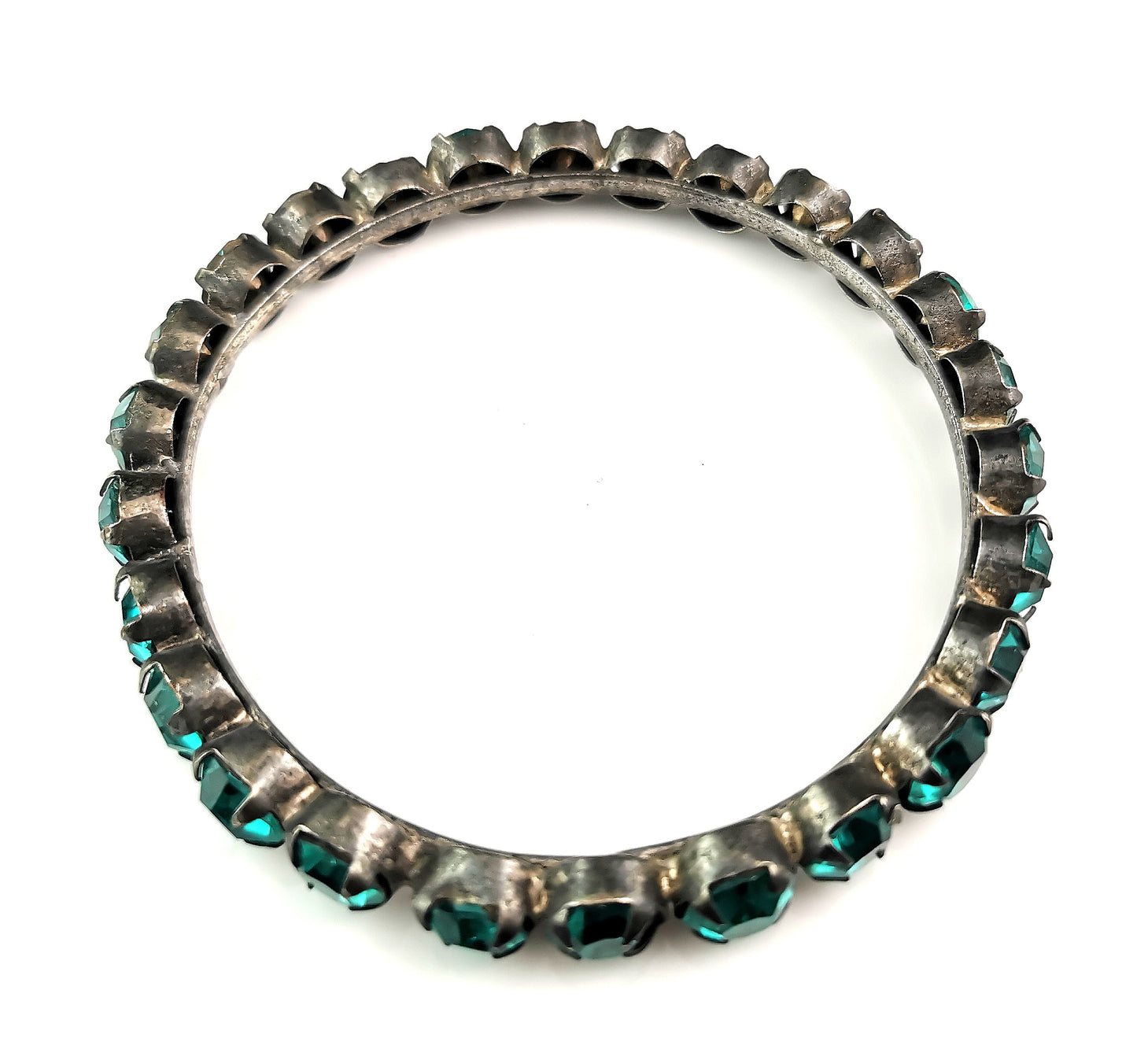 Vintage Art Deco teal blue Paste bangle