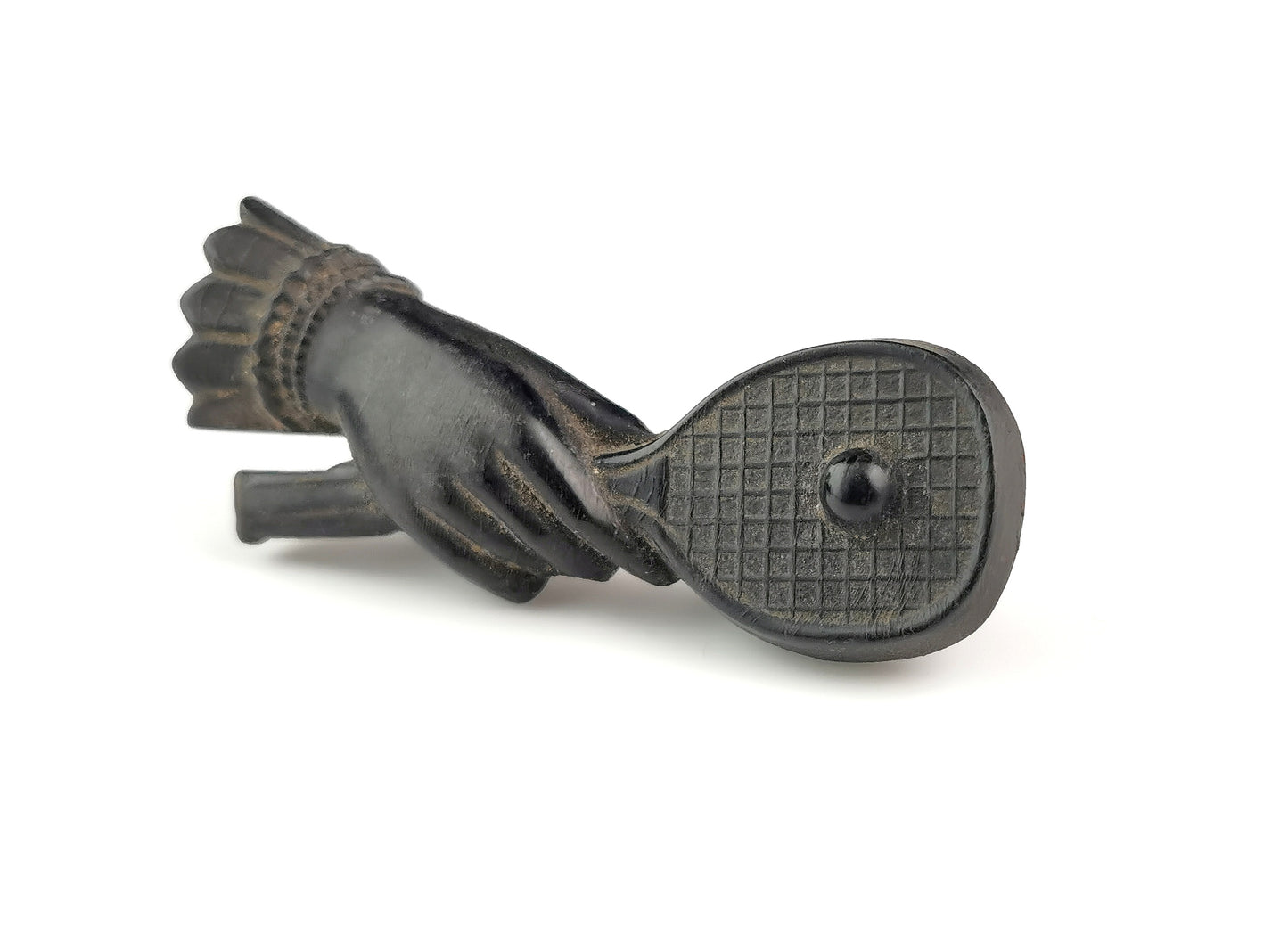 Antique Victorian tennis brooch, Bog oak