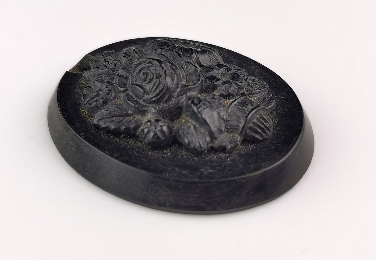 Antique Victorian bog oak floral pendant