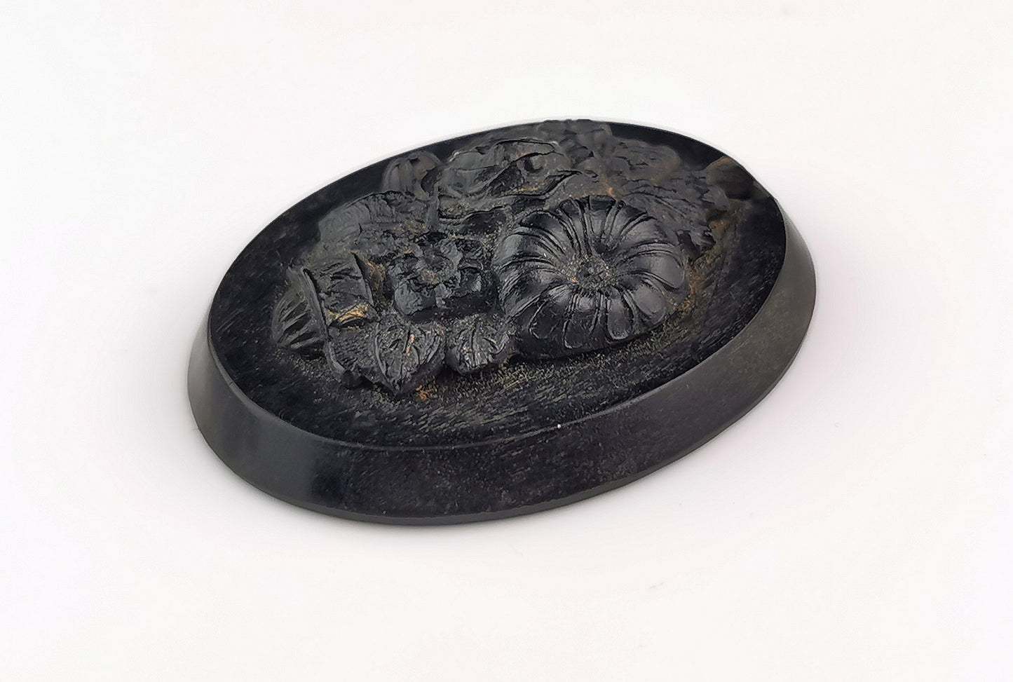 Antique Victorian bog oak floral pendant