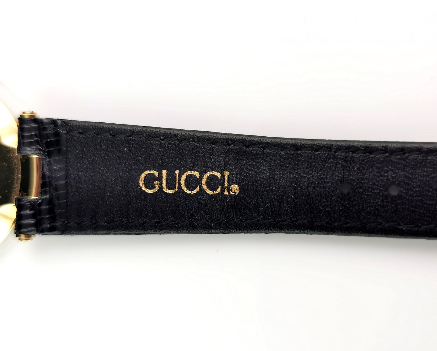 Gucci 4500m wristwatch, gold plated, Leather strap