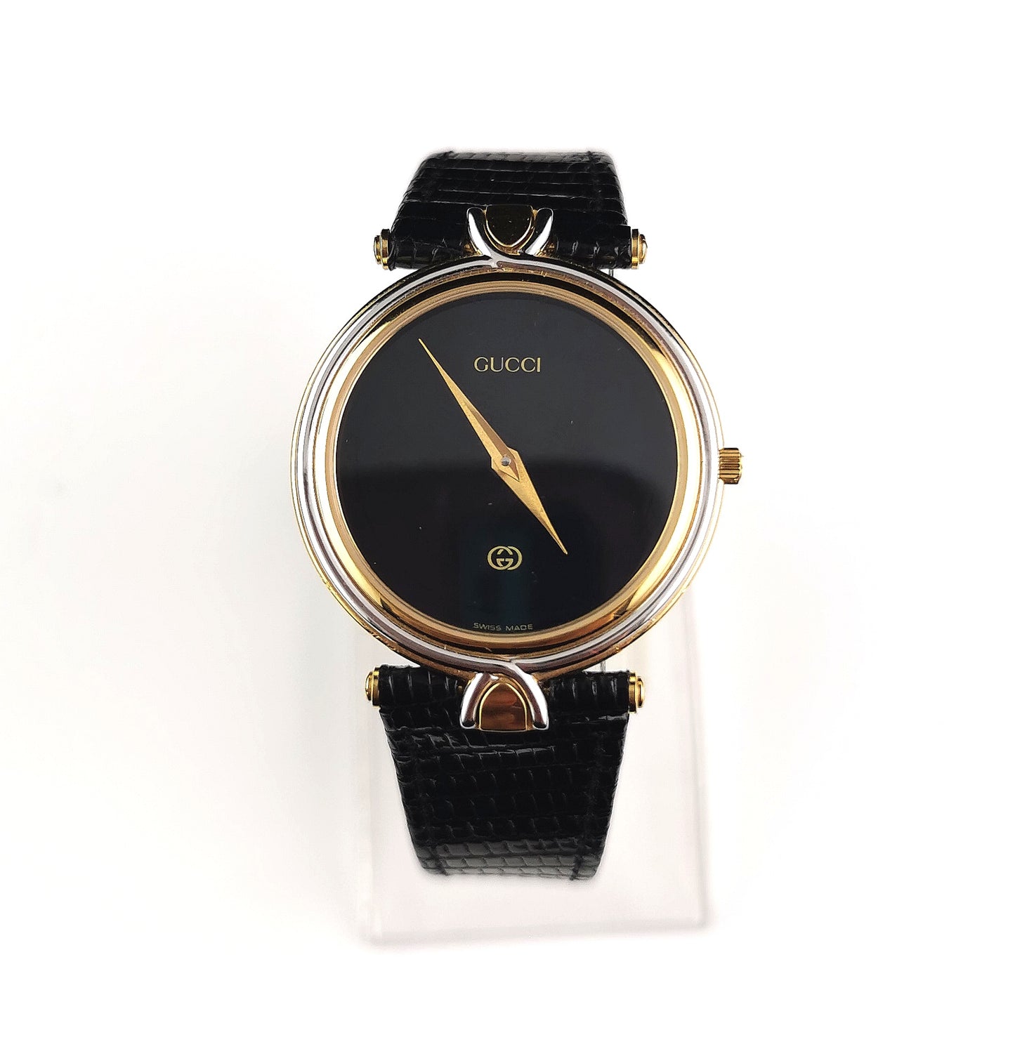Gucci 4500m wristwatch, gold plated, Leather strap