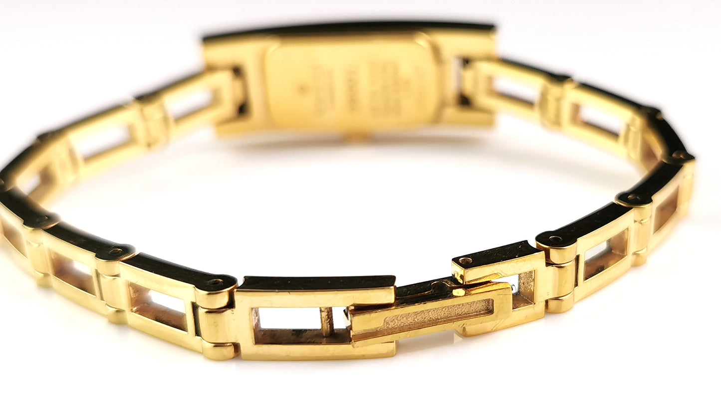 Gucci 3900l ladies gold plated wristwatch, boxed