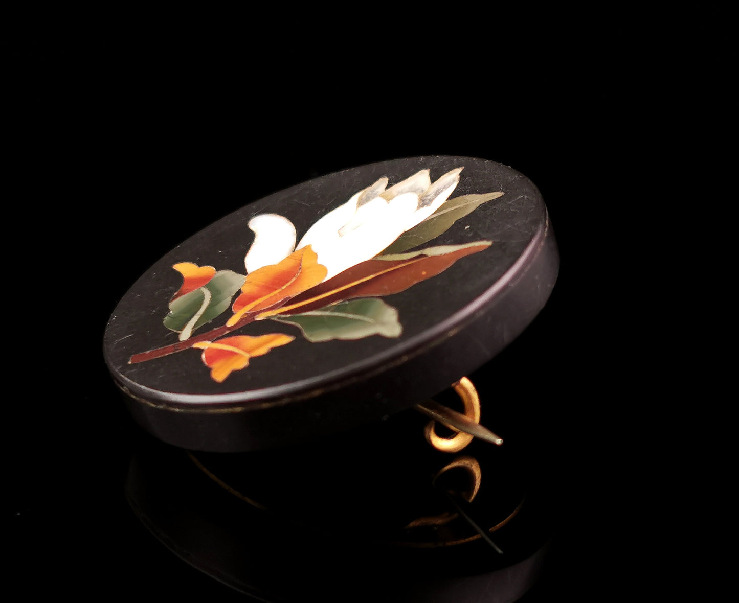 Antique Pietra Dura flower brooch, Victorian