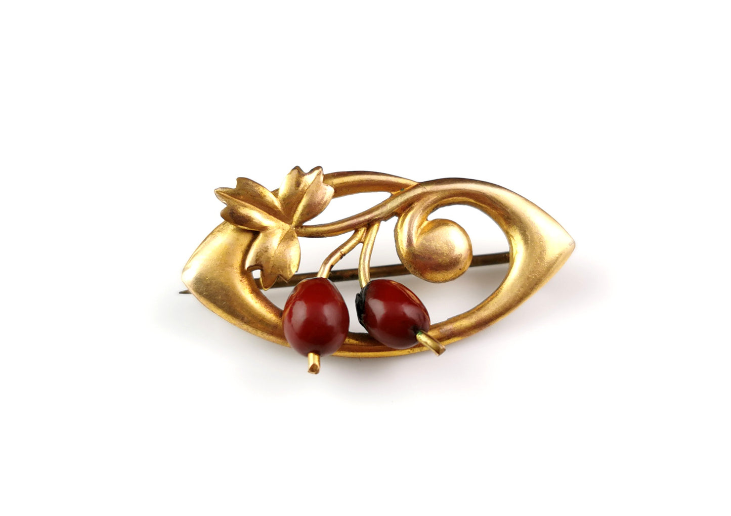 Antique Art Nouveau gilt Berry brooch