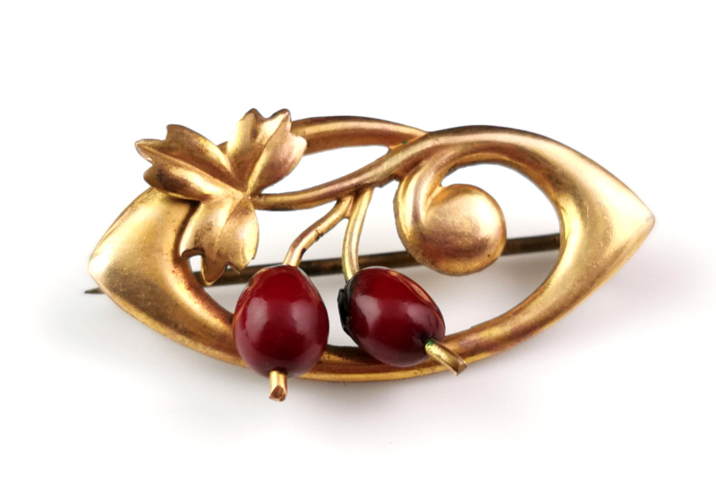 Antique Art Nouveau gilt Berry brooch
