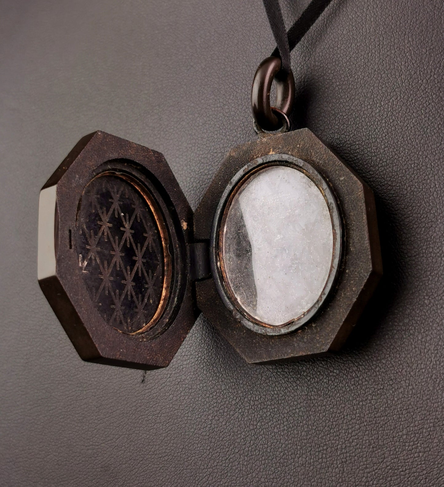Antique Victorian Vulcanite locket pendant