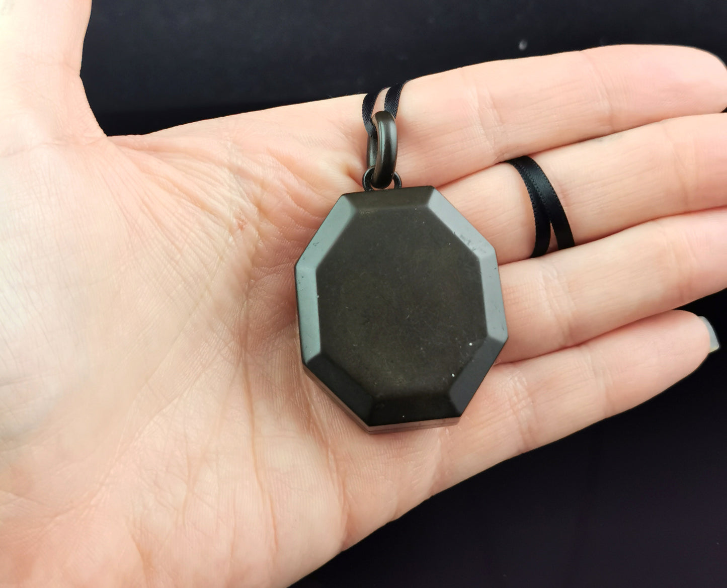 Antique Victorian Vulcanite locket pendant