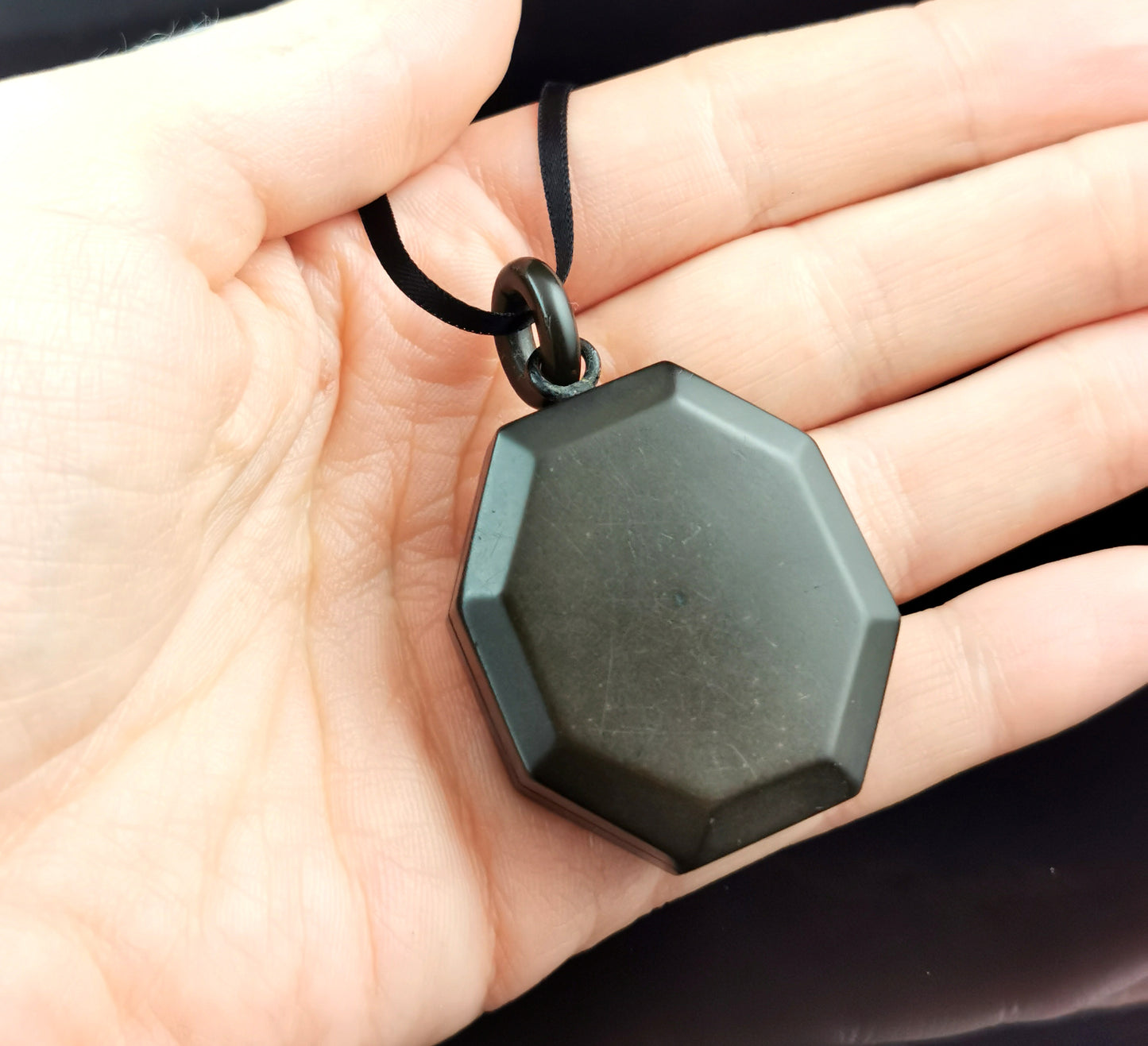Antique Victorian Vulcanite locket pendant