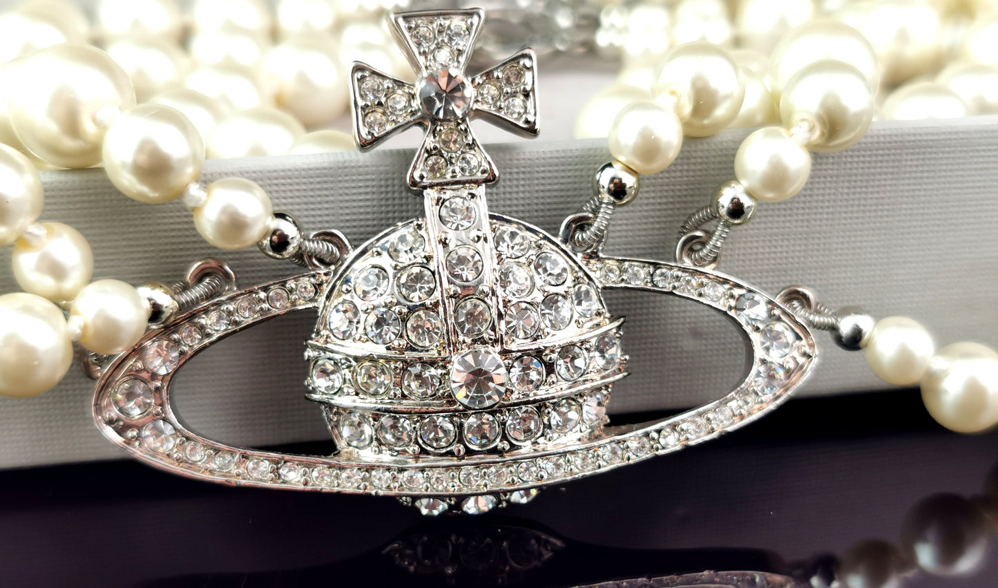 Vintage Vivienne Westwood three row pearl choker necklace, boxed