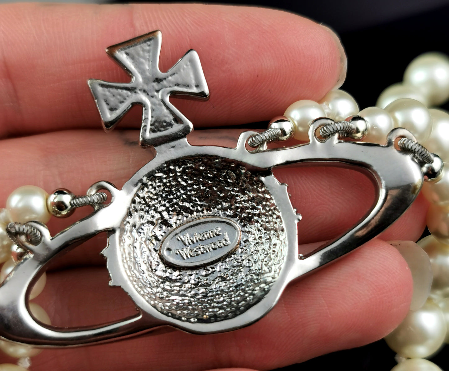 Vintage Vivienne Westwood three row pearl choker necklace, boxed