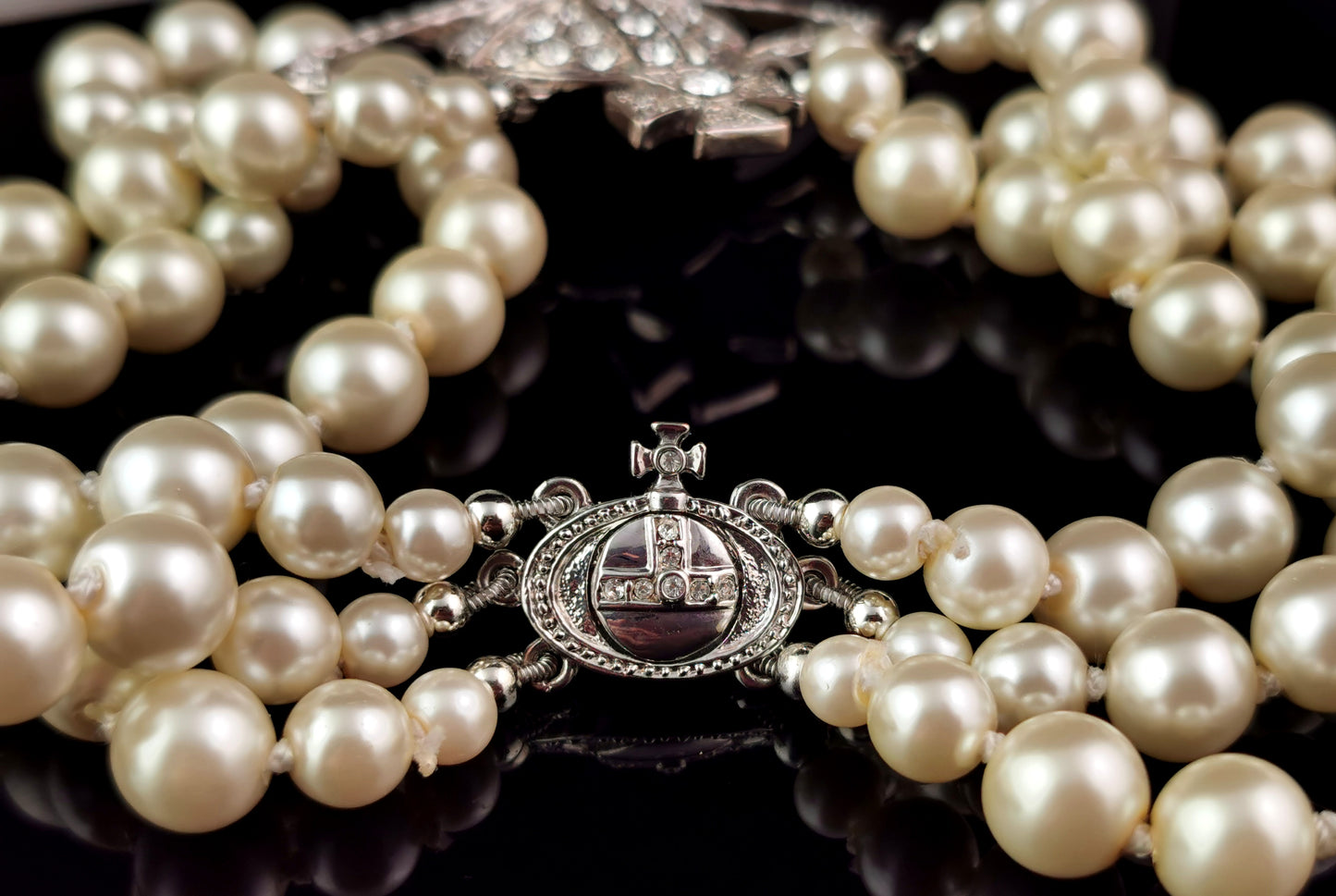 Vintage Vivienne Westwood three row pearl choker necklace, boxed