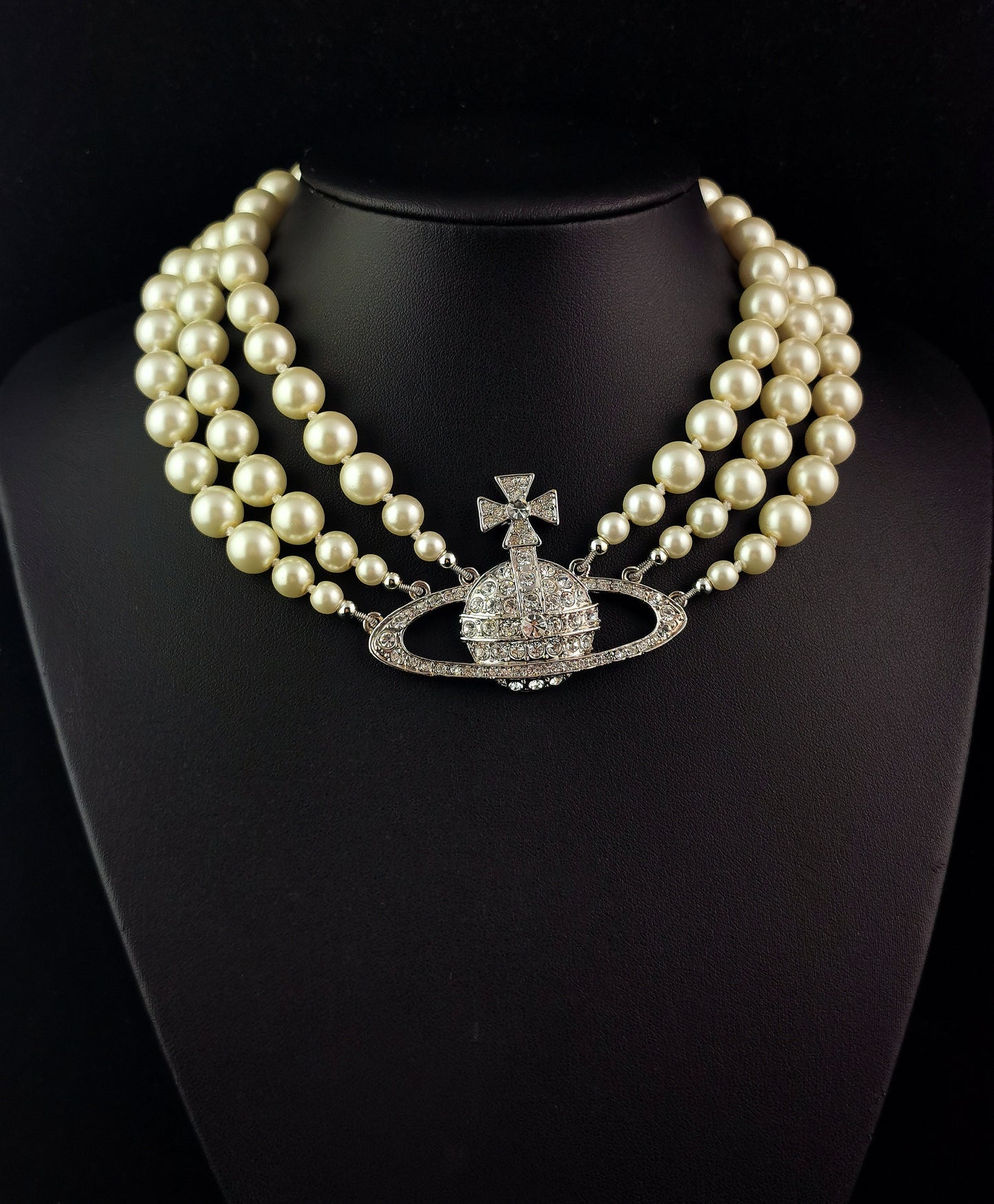 Vintage Vivienne Westwood three row pearl choker necklace, boxed