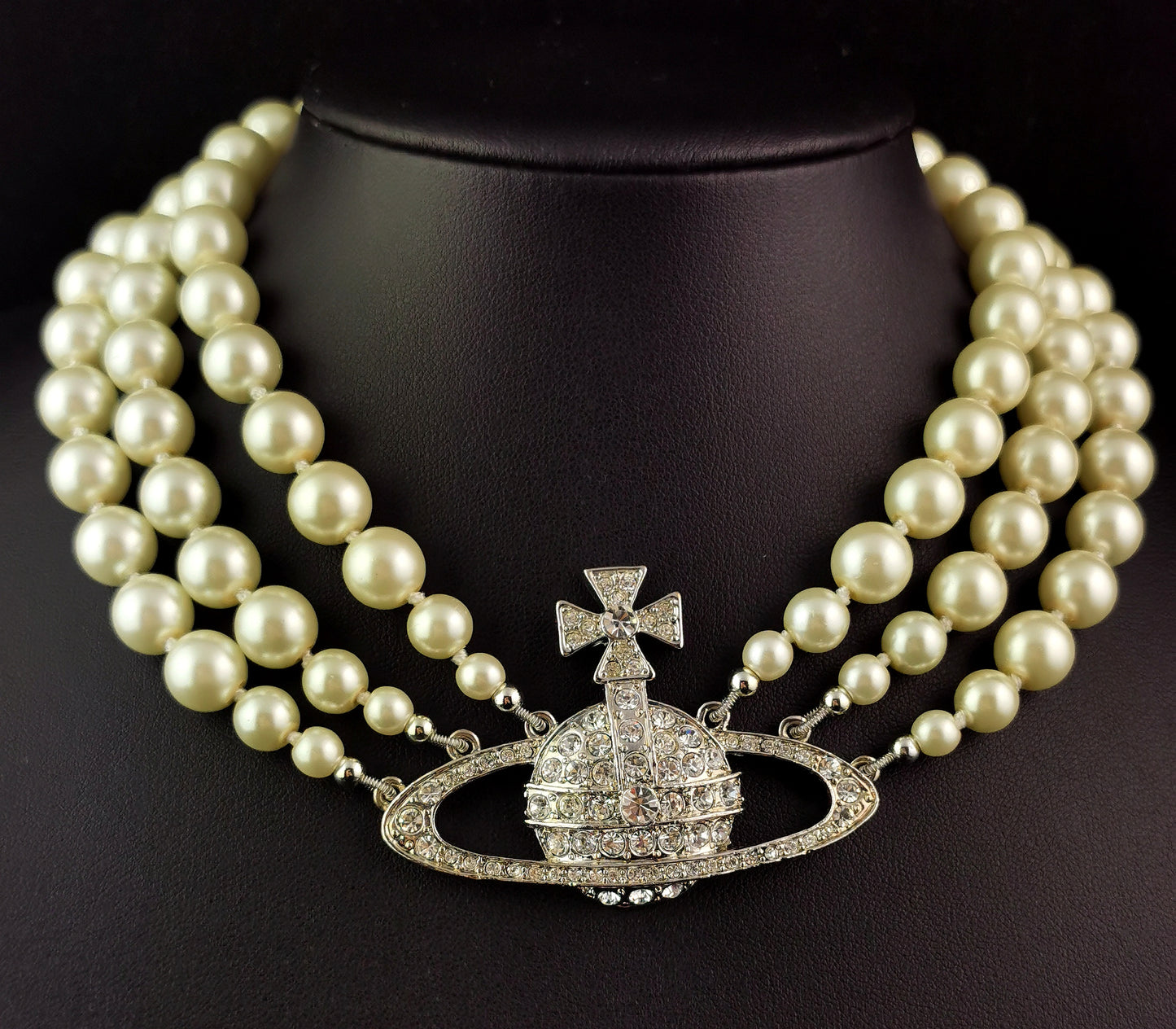 Vintage Vivienne Westwood three row pearl choker necklace, boxed