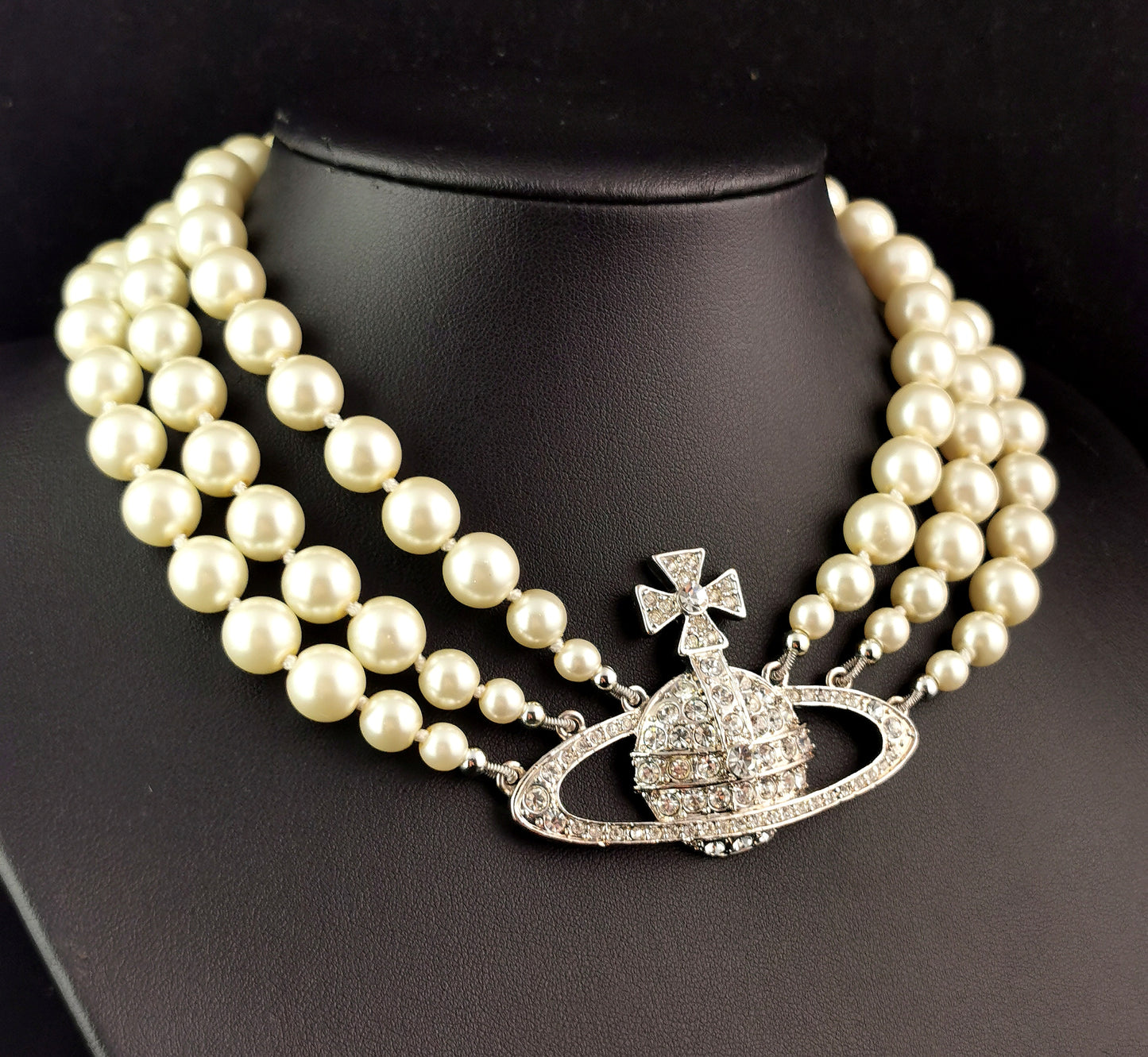 Vintage Vivienne Westwood three row pearl choker necklace, boxed