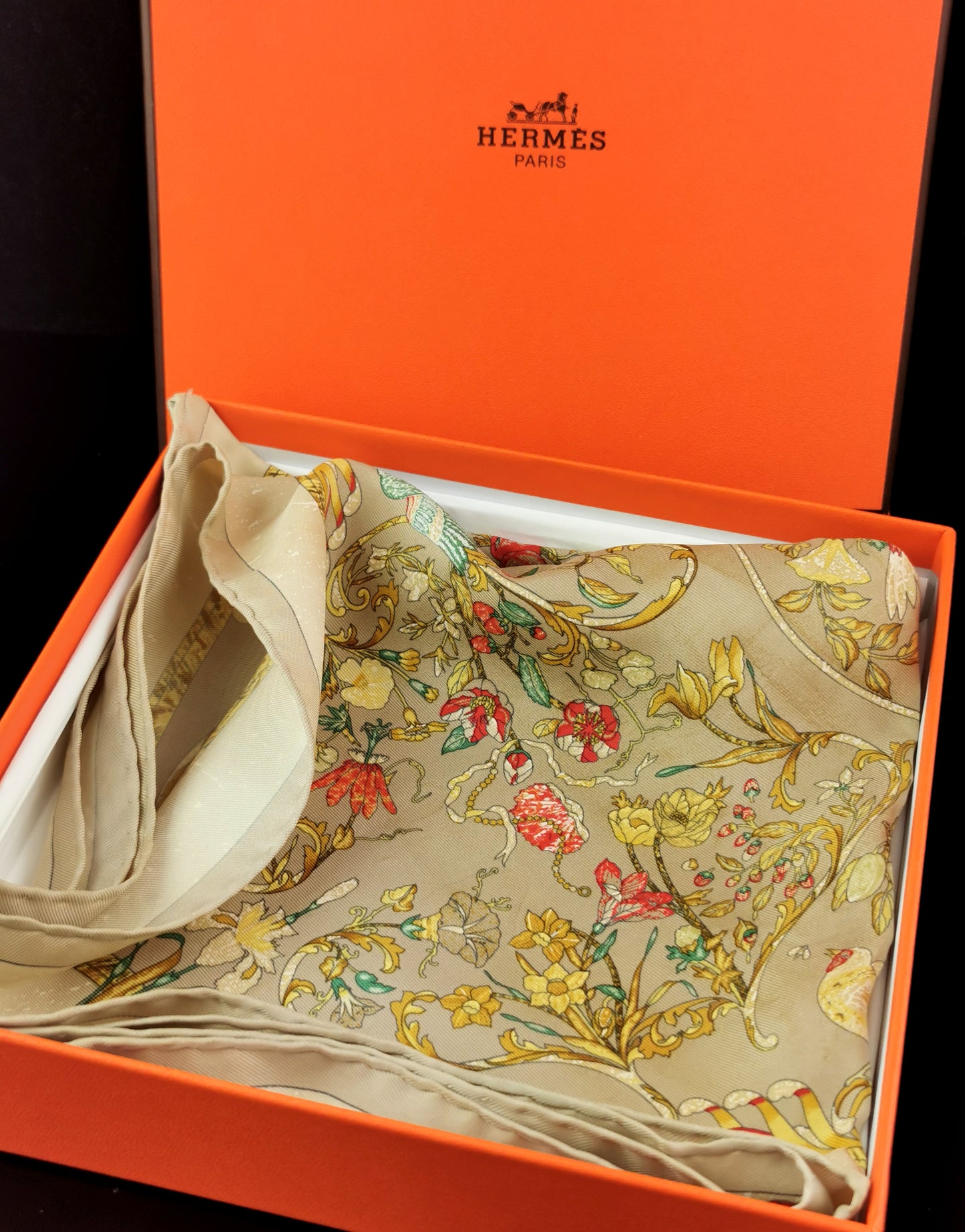 Hermes silk scarf, Pierres d-Orient et d'Occident, boxed