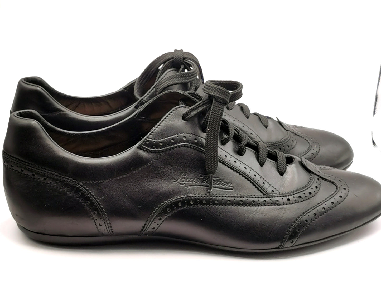 Louis Vuitton black leather lace up brogue style sneakers