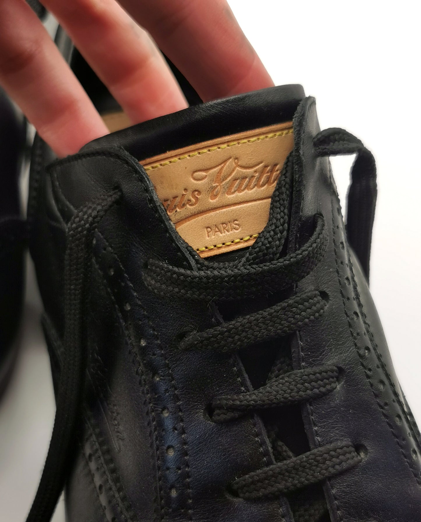 Louis Vuitton black leather lace up brogue style sneakers