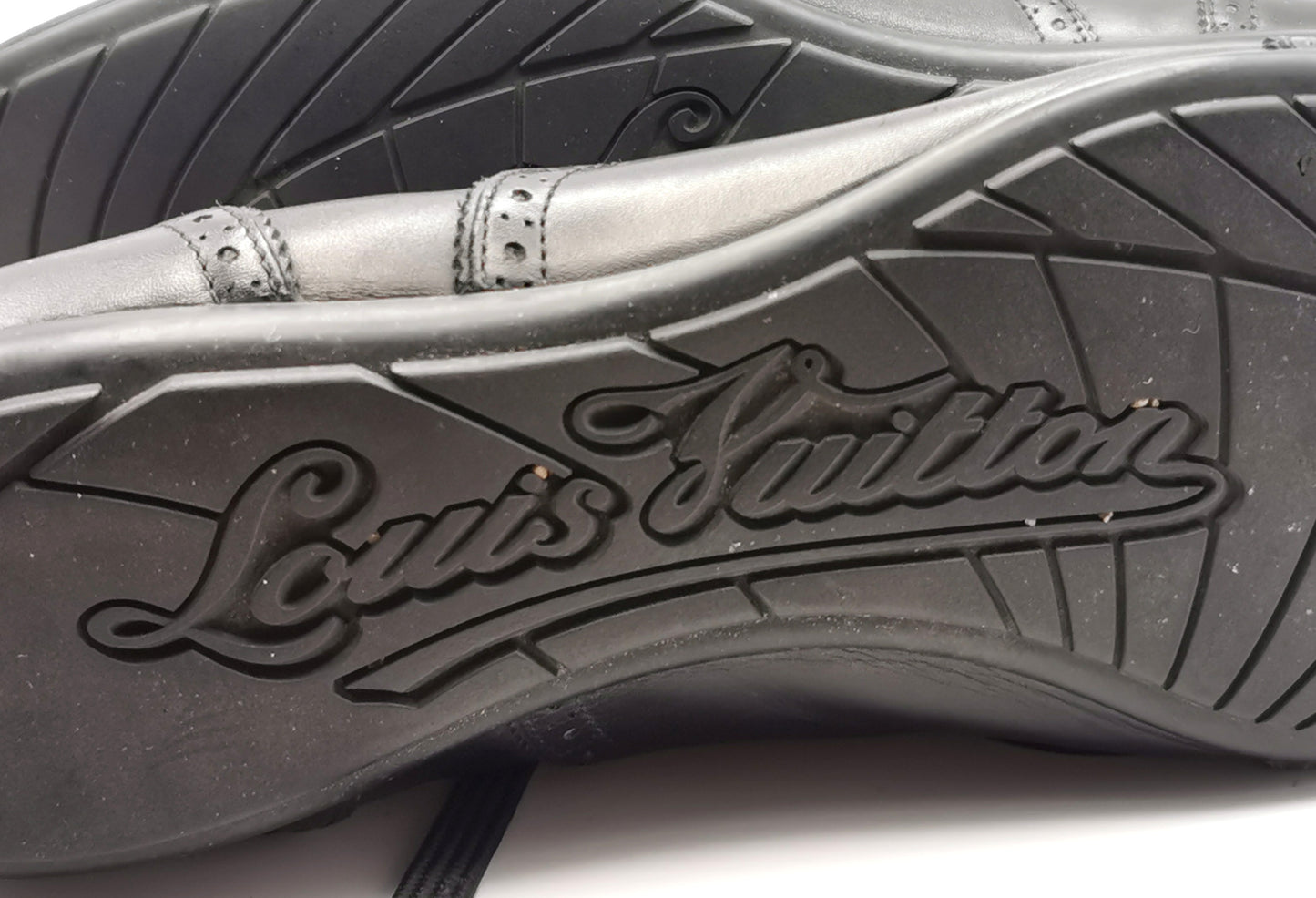 Louis Vuitton black leather lace up brogue style sneakers