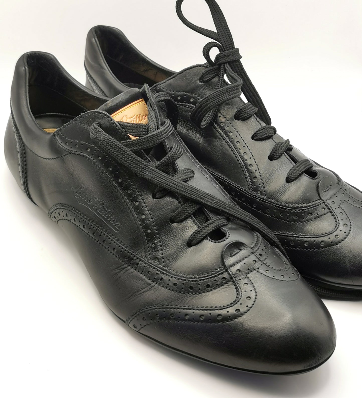 Louis Vuitton black leather lace up brogue style sneakers