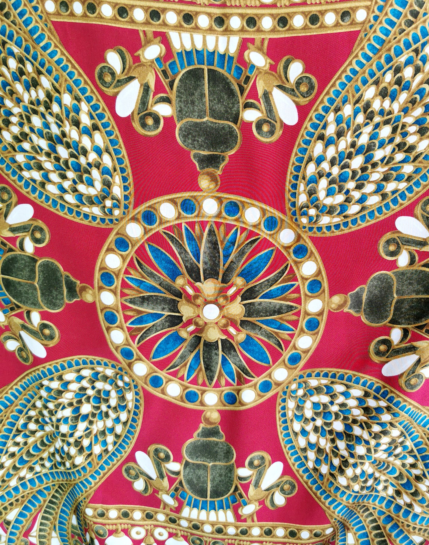 Vintage Christian Dior silk scarf, Egyptian revival, Scarab beetle