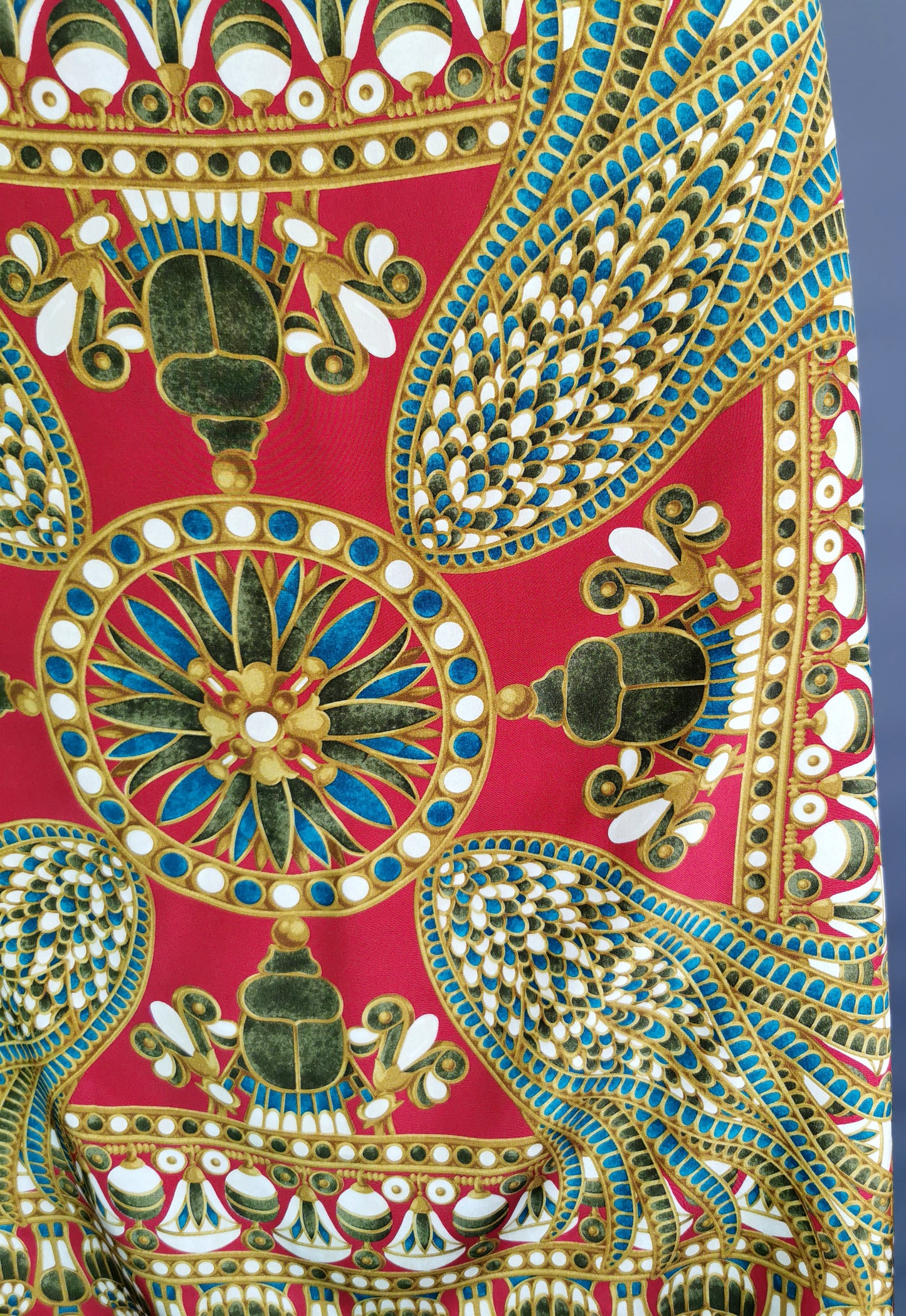 Vintage Christian Dior silk scarf, Egyptian revival, Scarab beetle
