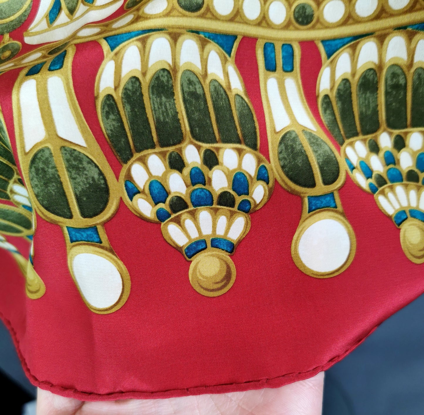 Vintage Christian Dior silk scarf, Egyptian revival, Scarab beetle