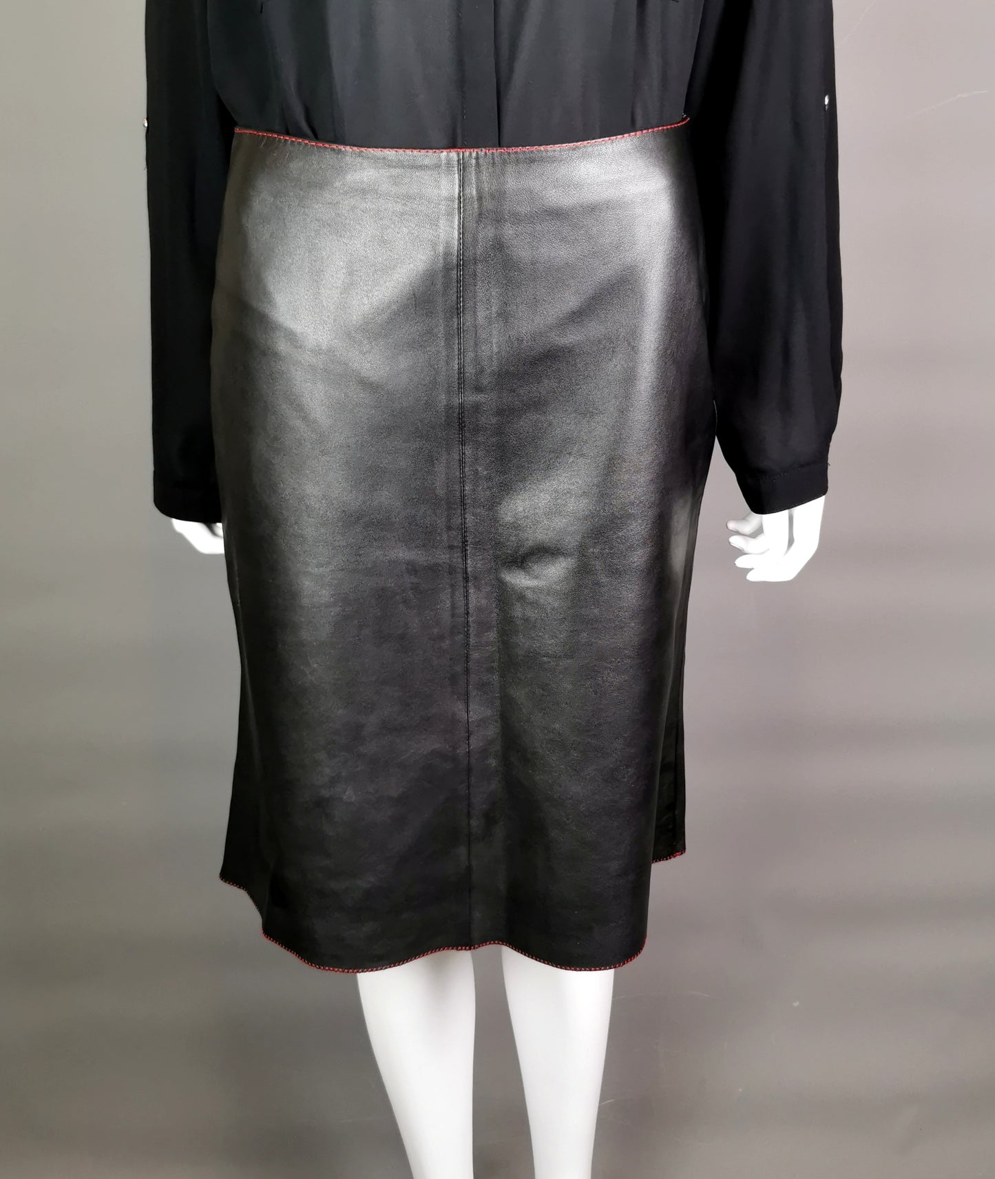 Miu Miu contrast leather midi skirt