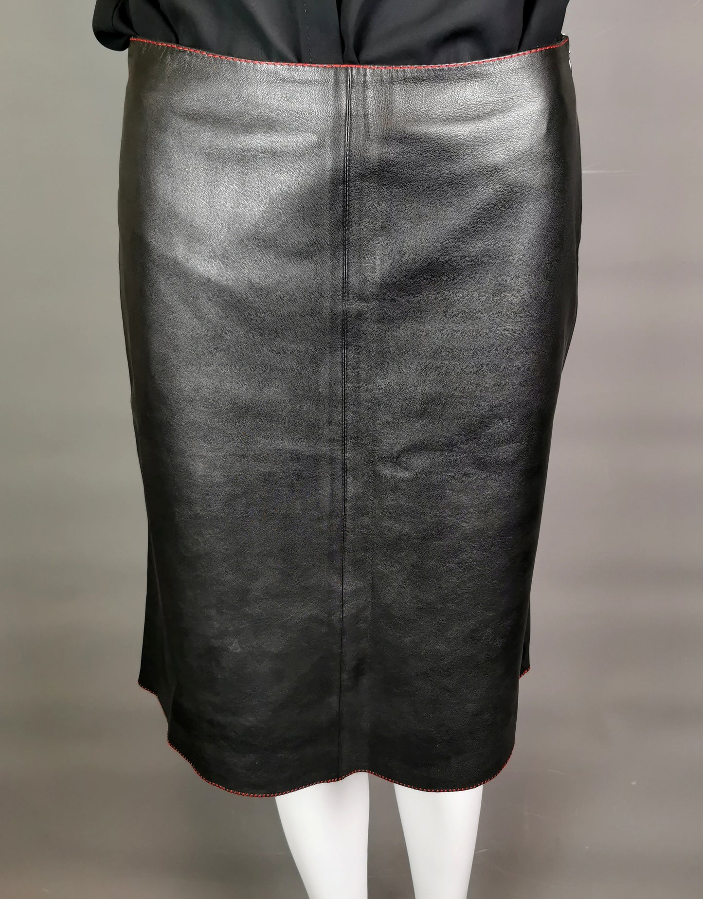 Miu Miu contrast leather midi skirt