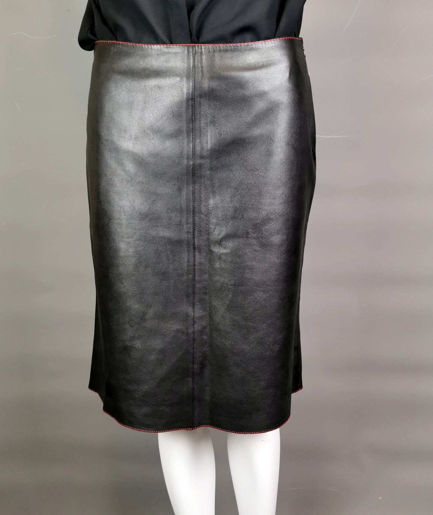 Miu Miu contrast leather midi skirt
