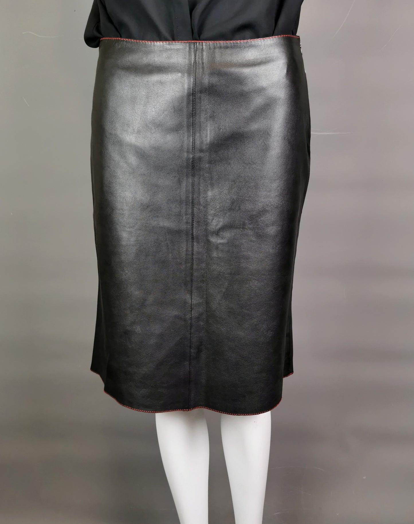 Miu Miu contrast leather midi skirt