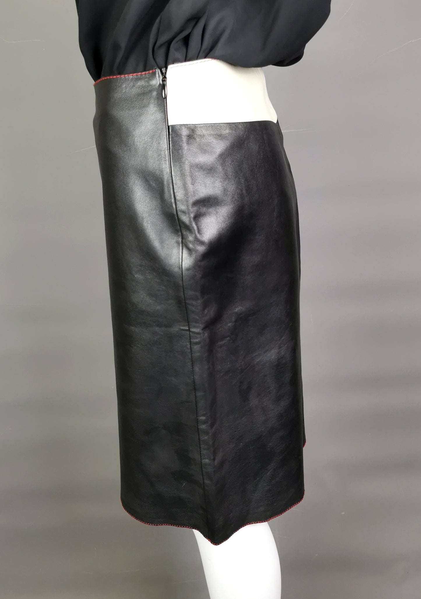 Miu Miu contrast leather midi skirt