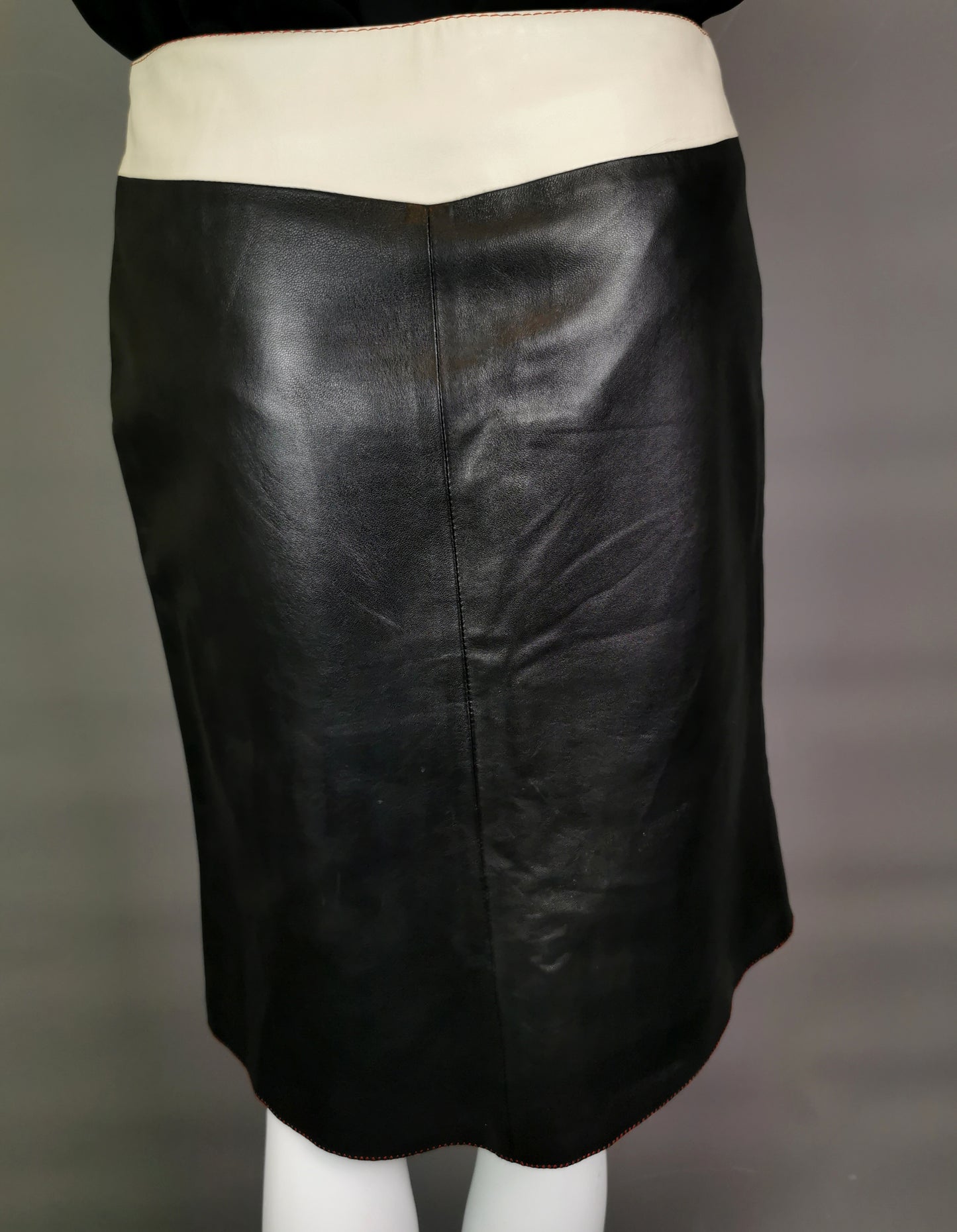 Miu Miu contrast leather midi skirt