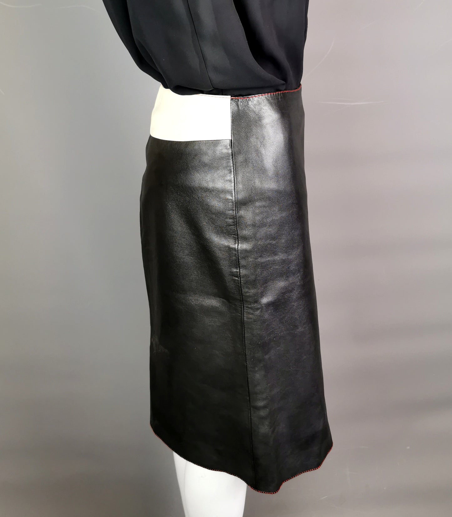 Miu Miu contrast leather midi skirt
