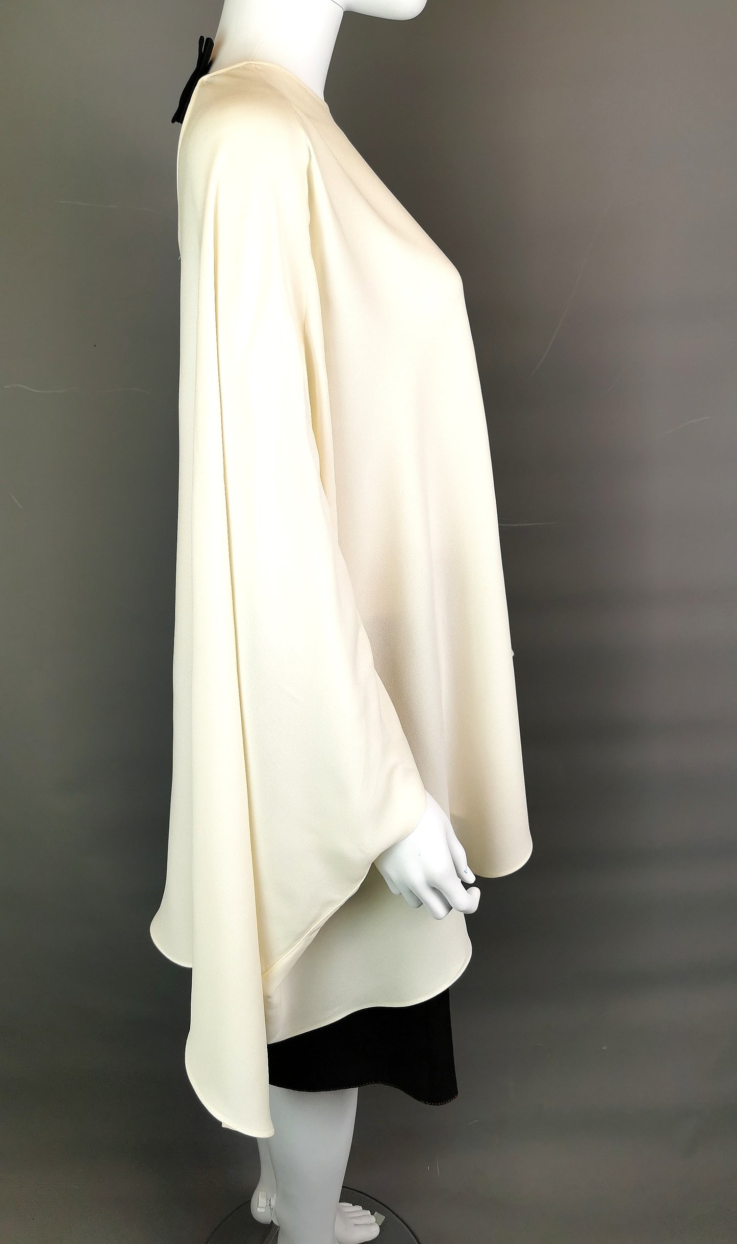 Valentino Silk Georgette cape blouse, bow back