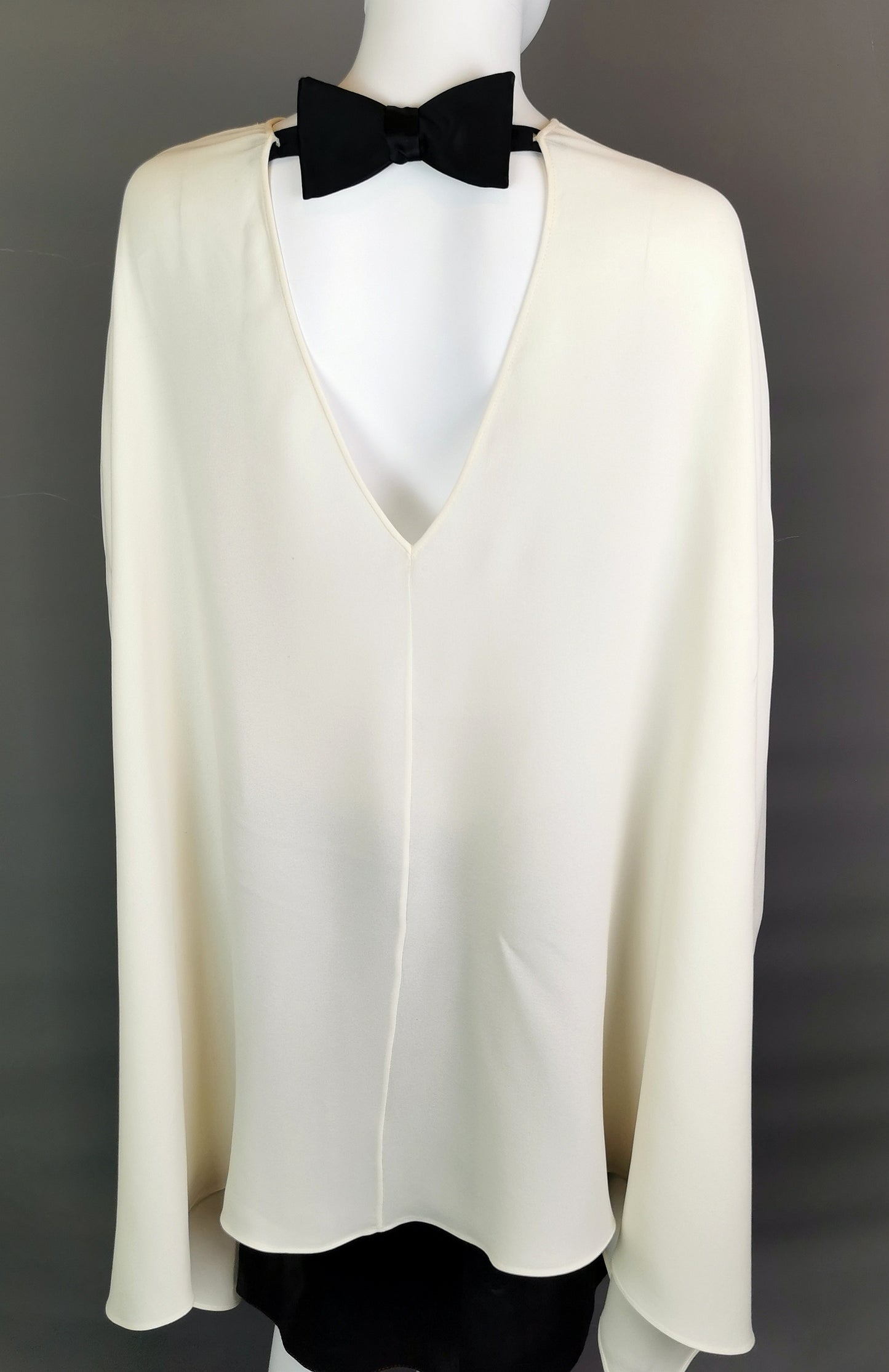 Valentino Silk Georgette cape blouse, bow back