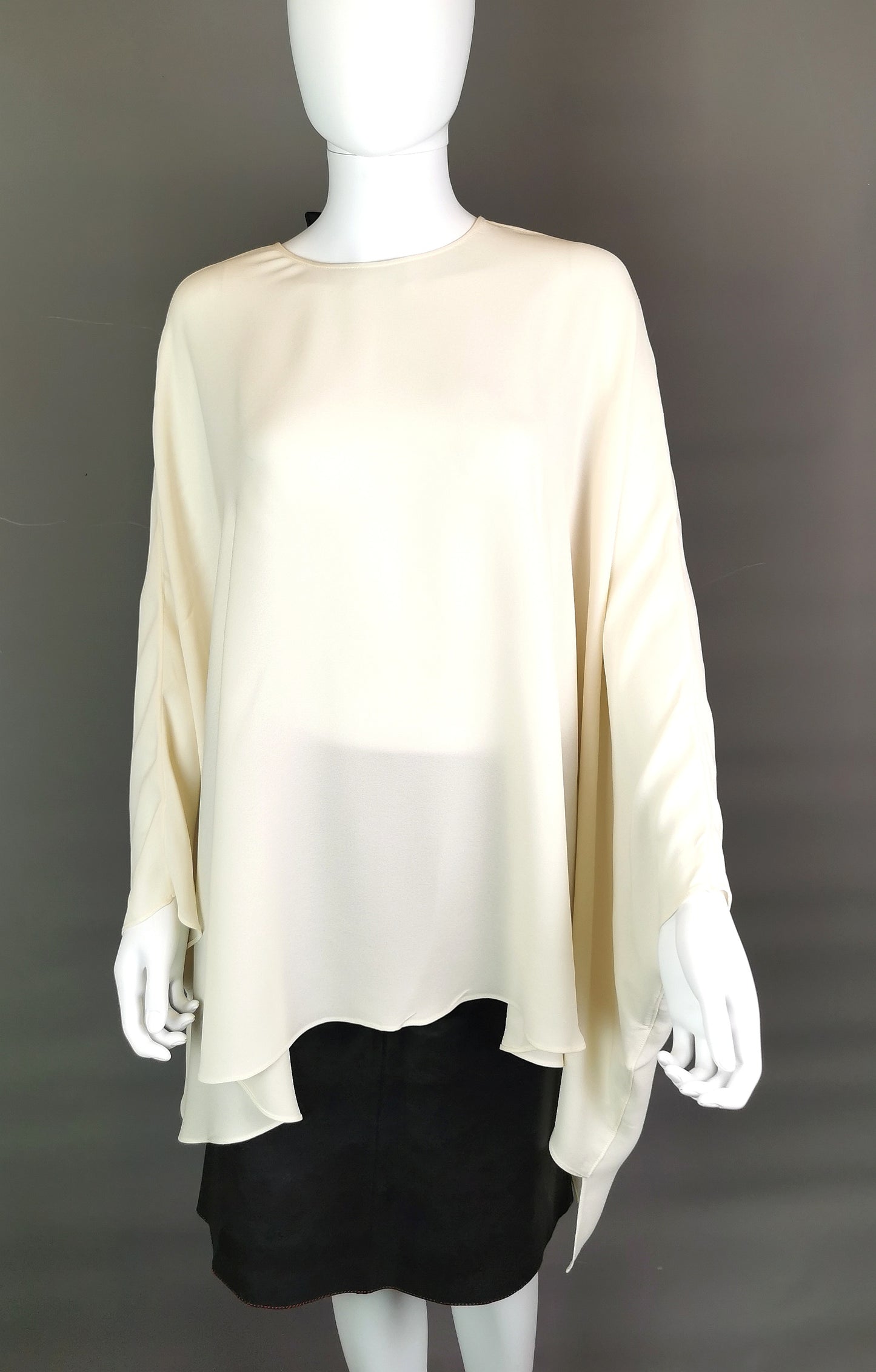 Valentino Silk Georgette cape blouse, bow back