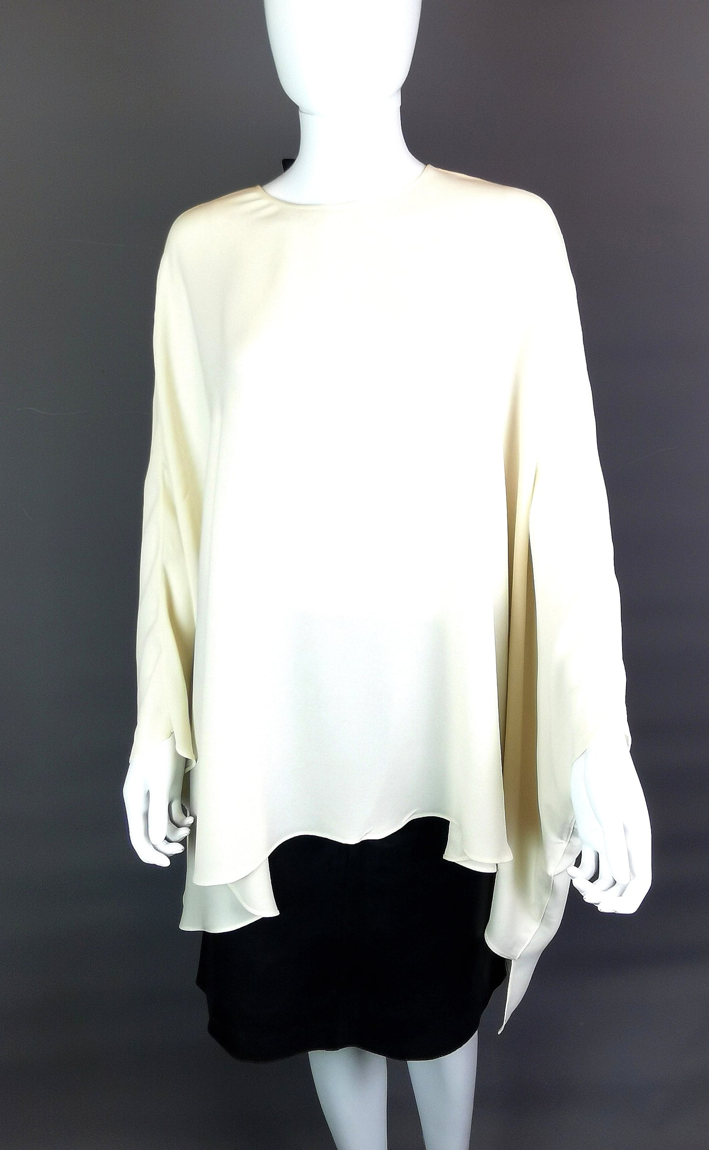 Valentino Silk Georgette cape blouse, bow back