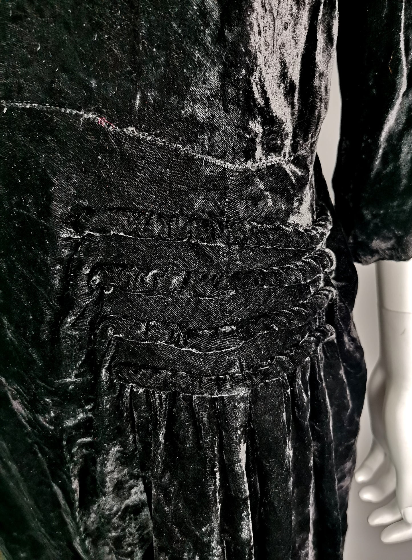 Vintage Art Deco black velvet dress, c1930s